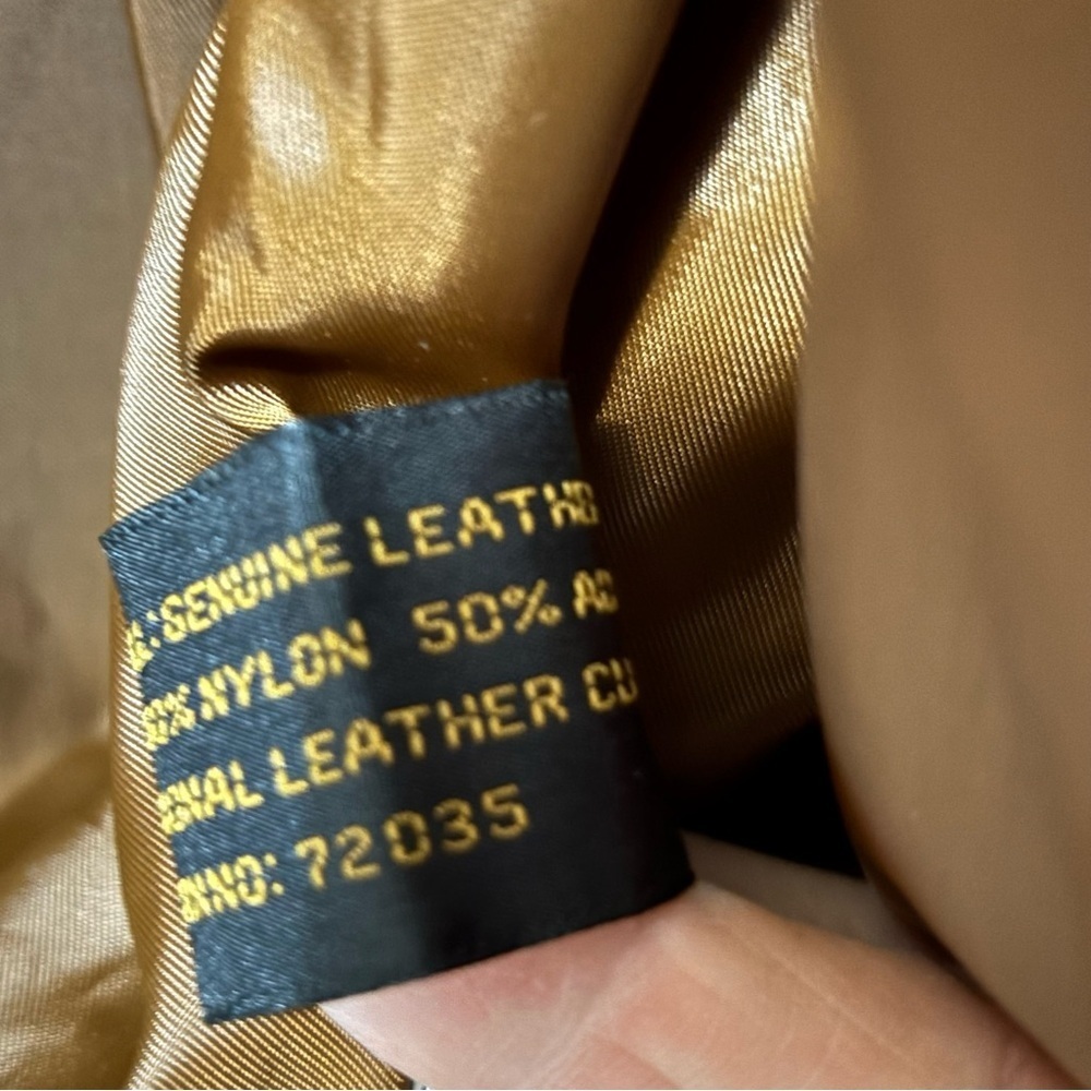Authentic Adler Leather Jacket short waisted w/animal print & padded shoulders - Picture 14 of 16